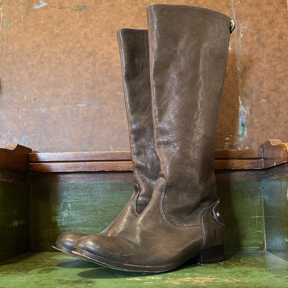 Frye Melissa Button Leather Back Zip Boots- Size 8 - Picture 2 of 16